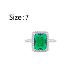 عصفور كريستال خاتم فضة عيار 925 مرصع بفص زركون اميرالد اخضر RM0107-G-7