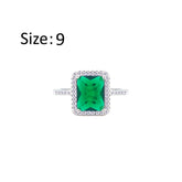 عصفور كريستال خاتم فضة عيار 925 مرصع بفص زركون اميرالد اخضر RM0107-G-9