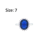 عصفور كريستال خاتم فضة عيار 925 بتصميم بيضاوي ازرق مرصع بالزركون RM0108-B-7