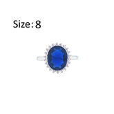 عصفور كريستال خاتم فضة عيار 925 بتصميم بيضاوي ازرق مرصع بالزركون RM0108-B-8