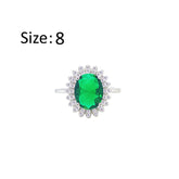 عصفور كريستال خاتم فضة عيار 925 بتصميم بيضاوي اخضر مرصع بالزركون RM0110-G-8