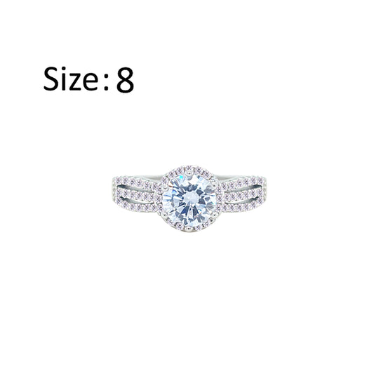 Asfour Crystal Fashion Ring With Round Design Inlaid With Zircon In 925 Sterling Silver-RM0112-8