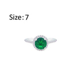 عصفور كريستال خاتم فضة عيار 925 بتصميم دائري اخضر مرصع بفصوص الزركون RM0115-G-7