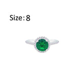 عصفور كريستال خاتم فضة عيار 925 بتصميم دائري اخضر مرصع بفصوص الزركون RM0115-G-8