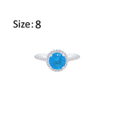 عصفور كريستال خاتم فضة عيار 925 بتصميم دائري اكوامارين مرصع بفصوص الزركون RM0115-M-8