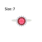 عصفور كريستال خاتم فضة عيار 925 بتصميم دائري احمر مرصع بفصوص الزركون RM0116-R-7
