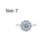 عصفور كريستال خاتم فضة عيار 925 بتصميم بتصميم وردة دائرية مرصعة بالزركون RM0117-7