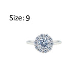 عصفور كريستال خاتم فضة عيار 925 بتصميم بتصميم وردة دائرية مرصعة بالزركون RM0117-9