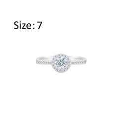 Asfour Crystal Drew ring With Halo Round Zircon Stone In 925 Sterling Silver-RM0118-7