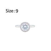 Asfour Crystal Drew ring With Halo Round Zircon Stone In 925 Sterling Silver-RM0121-9