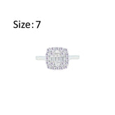 Asfour Crystal Drew Ring With Square Design Inlaid With Zircon In 925 Sterling Silver-RM0122-7