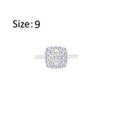 Asfour Crystal Drew Ring With Square Design Inlaid With Zircon In 925 Sterling Silver-RM0122-9