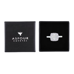 Asfour Creations Drew Ring With Square Design Inlaid With Zircon In 925 Sterling Silver – Size 9 – RM0122-9