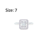 Asfour Crystal Drew Ring With Square Design Inlaid With Zircon In 925 Sterling Silver-RM0124-7
