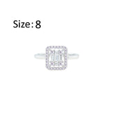 Asfour Crystal Drew Ring With Square Design Inlaid With Zircon In 925 Sterling Silver-RM0124-8