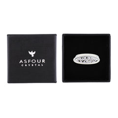 Asfour Crystal Drew Ring With Art Deco Design Inlaid With Zircon In 925 Sterling Silver-RM0125-8