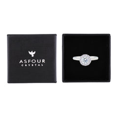 Asfour Crystal Drew Ring With Floral Round Design In 925 Sterling Silver-RM0128-9