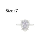 Asfour Crystal Drew Ring With Glass Pear Design Inlaid With Zircon In 925 Sterling Silver-RM0130-7