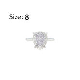 Asfour Crystal Drew Ring With Glass Pear Design Inlaid With Zircon In 925 Sterling Silver-RM0130-8