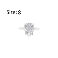 Asfour Creations Drew Ring With Glass Pear Design Inlaid With Zircon In 925 Sterling Silver – Size 8 – RM0130-8