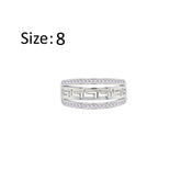 Asfour Crystal Band Ring With Art Deco Design Inlaid With Zircon In 925 Sterling Silver-RM0131-8