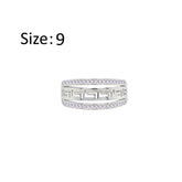 Asfour Crystal Band Ring With Art Deco Design Inlaid With Zircon In 925 Sterling Silver