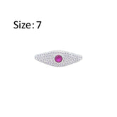 Asfour Crystal Fashion Ring With Fuchsia Evil Eye Design In 925 Sterling Silver-RM0136-WF-7