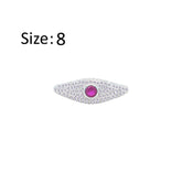 Asfour Crystal Fashion Ring With Fuchsia Evil Eye Design In 925 Sterling Silver-RM0136-WF-8