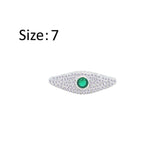 Asfour Crystal Fashion Ring With Emerald Evil Eye Design In 925 Sterling Silver-RM0136-WG-7