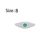 Asfour Crystal Fashion Ring With Emerald Evil Eye Design In 925 Sterling Silver-RM0136-WG-8