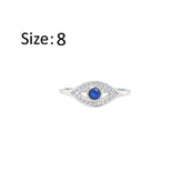 Asfour Crystal Fashion Ring With Blue Evil Eye Design In 925 Sterling Silver-RM0137-WB-8