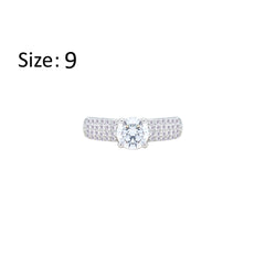 Asfour Creations Fashion Ring With Round Design Inlaid With Zircon In 925 Sterling Silver – Size 9 – RM0138-9
