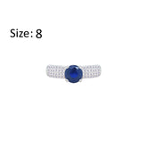 Asfour Crystal Fashion Ring With Blue Round Design Inlaid With Zircon In 925 Sterling Silver-RM0138-WB-8