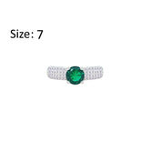 Asfour Crystal Fashion Ring With Emerald Green Round Design In 925 Sterling Silver-RM0138-WG-7