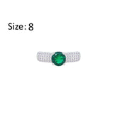 Asfour Crystal Fashion Ring With Emerald Green Round Design In 925 Sterling Silver-RM0138-WG-8