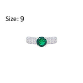 Asfour Crystal Fashion Ring With Emerald Green Round Design In 925 Sterling Silver-RM0138-WG-9