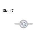 Asfour Crystal Halo Ring With Round Design In 925 Sterling Silver-RM0139-7