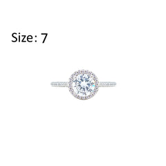 Asfour Crystal Halo Ring With Round Design In 925 Sterling Silver-RM0139-7
