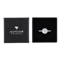 Asfour Crystal Halo Ring With Round Design In 925 Sterling Silver-RM0139-9