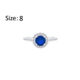 Asfour Crystal Halo Ring With Blue Round Design In 925 Sterling Silver-RM0140-B-8