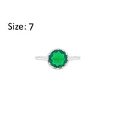 Asfour Crystal Fashion Ring With Emerald Green Round Zircon In 925 Sterling Silver-RM0142-G-7
