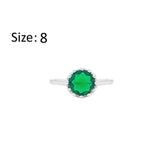 Asfour Crystal Fashion Ring With Emerald Green Round Zircon In 925 Sterling Silver-RM0142-G-8