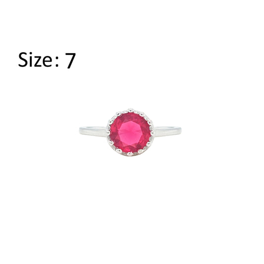 Asfour Crystal Fashion Ring With Dark Rose Round Zircon In 925 Sterling Silver-RM0142-O5-7