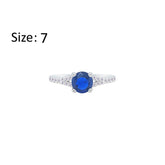 Asfour Crystal Fashion Ring With Blue Round Design In 925 Sterling Silver-RM0143-B-7