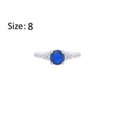 Asfour Crystal Fashion Ring With Blue Round Design In 925 Sterling Silver-RM0143-B-8