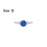 Asfour Crystal Fashion Ring With Blue Round Design In 925 Sterling Silver-RM0143-B-9