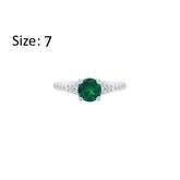 Asfour Crystal Fashion Ring With Emerald Green Round Design In 925 Sterling Silver-RM0143-G-7