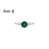 Asfour Crystal Fashion Ring With Emerald Green Round Design In 925 Sterling Silver-RM0143-G-8