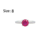 Asfour Crystal Fashion Ring With Fuchsia Round Design In 925 Sterling Silver-RM0146-F-8