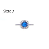Asfour Crystal Halo Ring With Blue Square Design In 925 S-RM0147-B-7